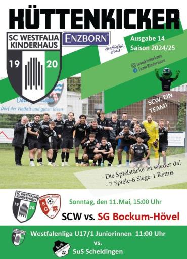 Flugblatt mit Spielterminen für den SC Westfalia Kinderhaus und den SC Enzborn.