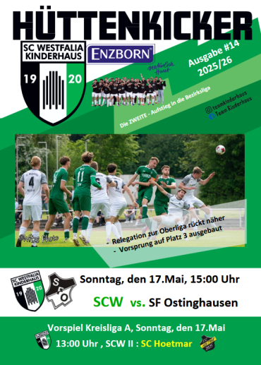Plakat mit Fußballereignissen des SC Westfalia Kinderhaus und des SV Enzborn.