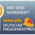 Ein Banner, das die Nominierung für den Deutschen Engagementpreis im Jahr 2013 ankündigt.