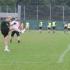 Mehrere Männer spielen auf einem grünen Sportrasen.