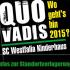 Plakat des SC Westfalia Kinderhaus mit dem Slogan Quo geht's Vadis und Informationen zur Standortverlagerung 2015.